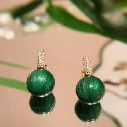 Groene Goudparel Oorbellen Stijlvol Design Alina