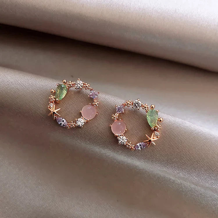Gouden Oorbellen met Zirkonia Bloem Design - Mode Vibes