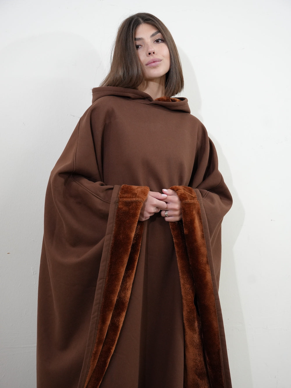 Fleece Poncho met Capuchon Luxe Warm en Zacht