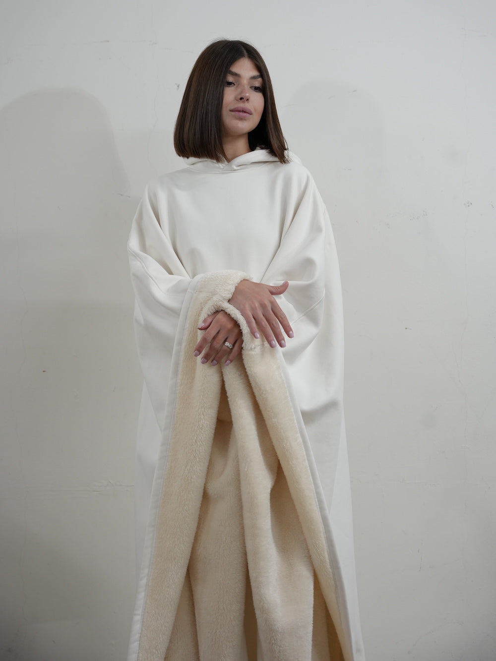 Fleece Poncho met Capuchon Luxe Warm en Zacht
