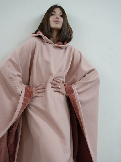 Fleece Poncho met Capuchon Luxe Warm en Zacht