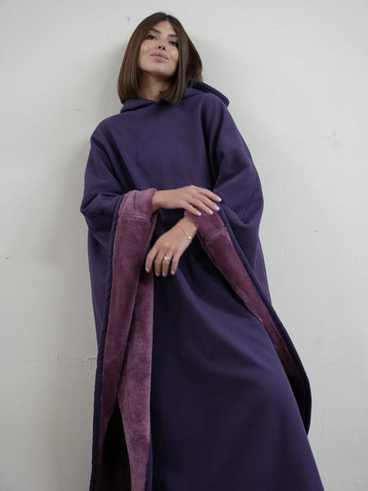 Fleece Poncho met Capuchon Luxe Warm en Zacht