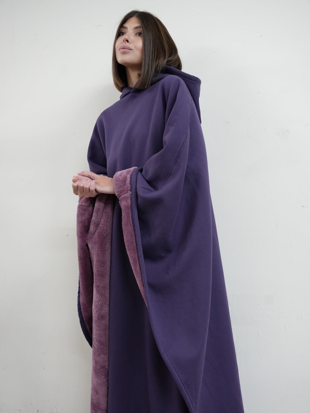 Fleece Poncho met Capuchon Luxe Warm en Zacht