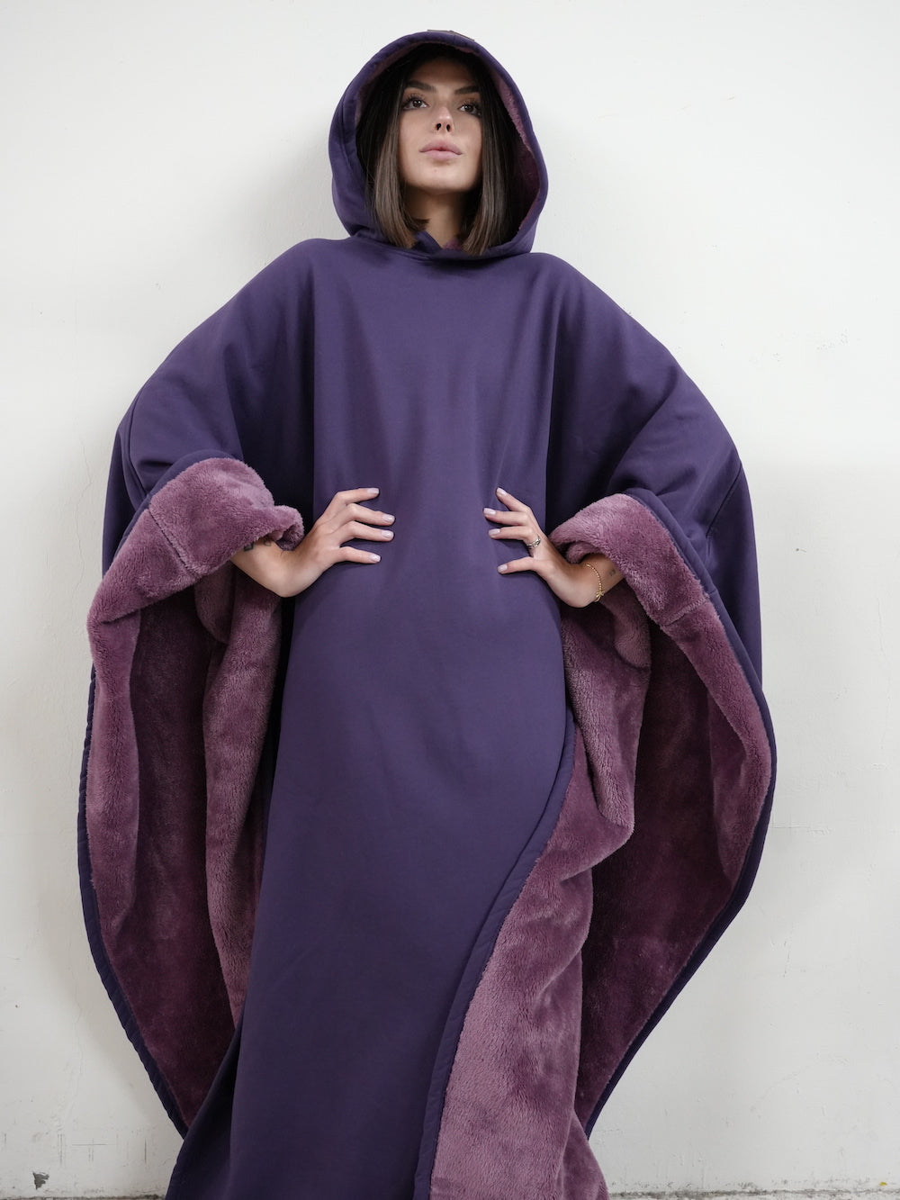 Fleece Poncho met Capuchon Luxe Warm en Zacht