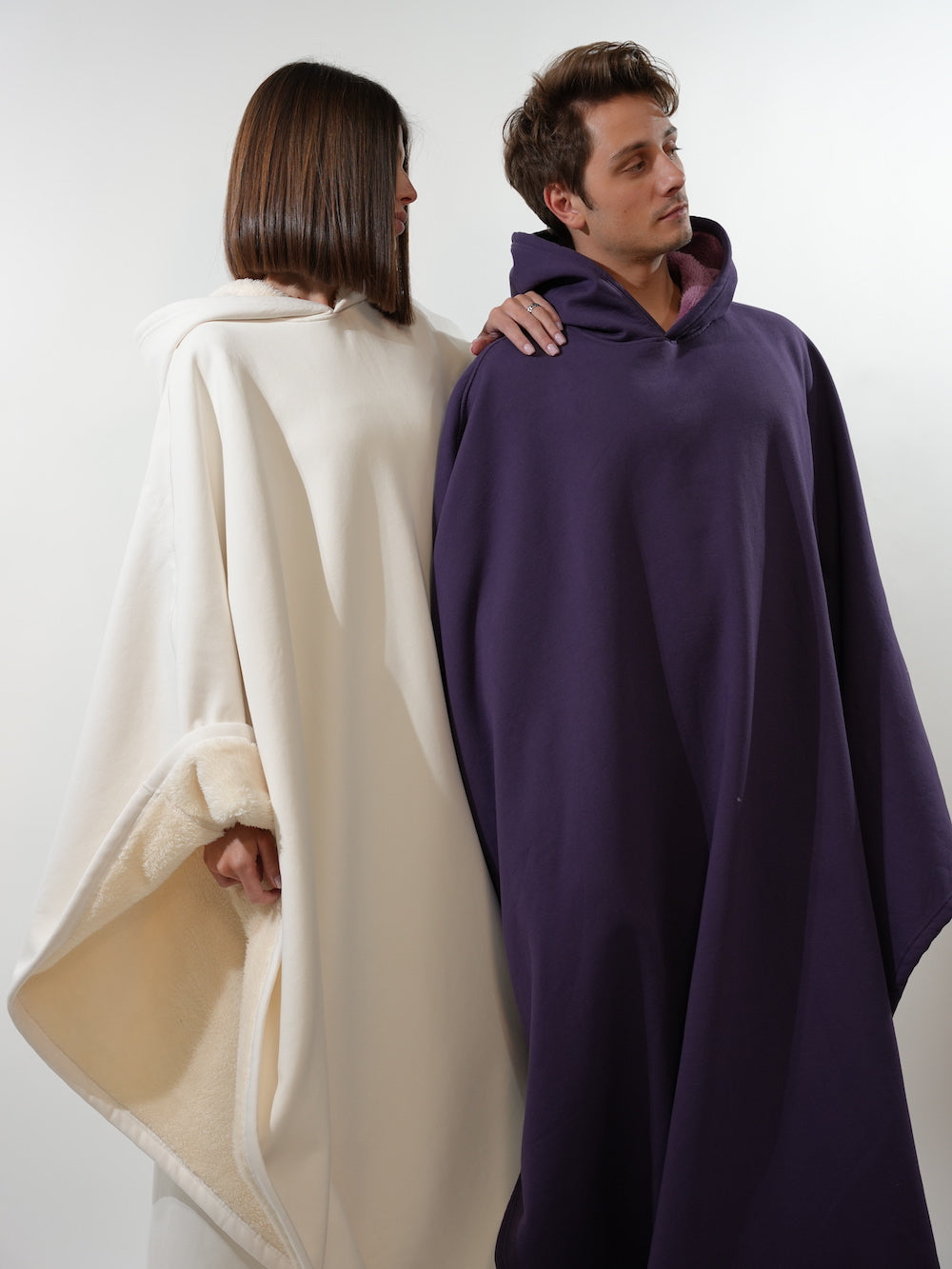 Fleece Poncho met Capuchon Luxe Warm en Zacht