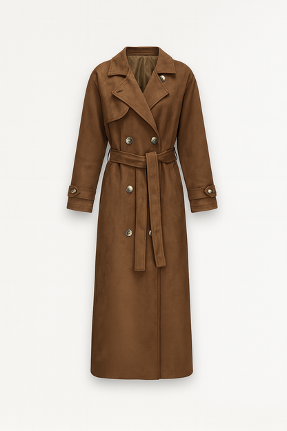 Dames Trenchcoat Lange Oversized Imitatiesuède