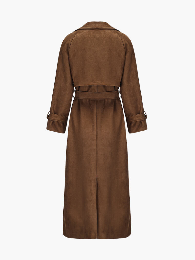 Dames Trenchcoat Lange Oversized Imitatiesuède