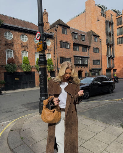 Dames Trenchcoat Lange Oversized Imitatiesuède