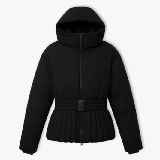 Pina | Dames Ski Jas – Zwart, Warm & Stijlvol Peplum Ontwerp 0