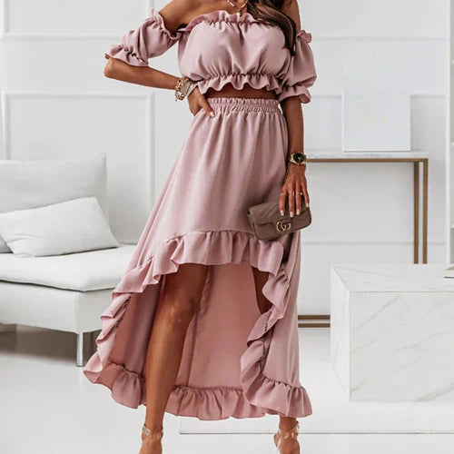 Jurkset met Ruches Vrouwen Elegante Zomerjurk