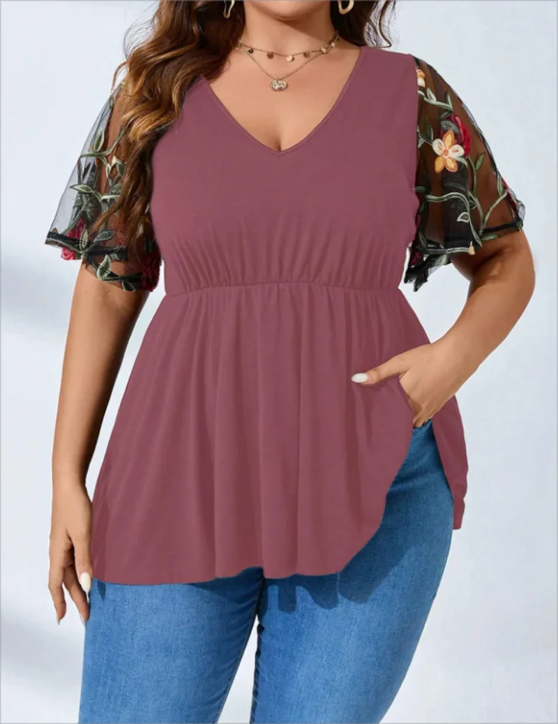 Chic Mesh T-shirt - CurveStyle Collectie