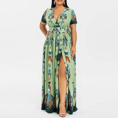 Vlinder Print Plus Size Lange Jurk Butterfly Chic