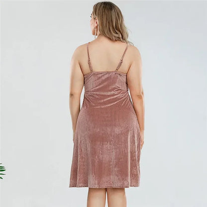 Comfortabele Ribgebreide Kant Mini Nachthemd voor Curve Vrouwen