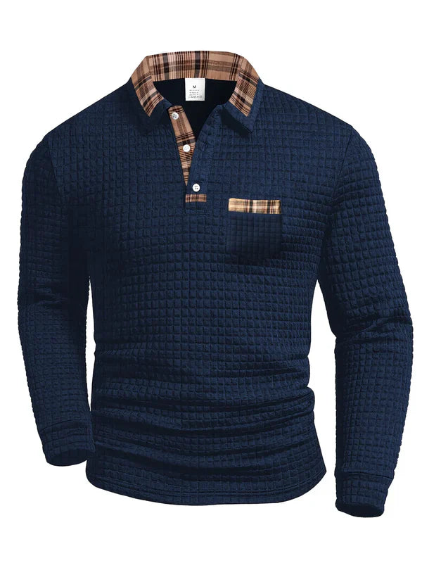 Polo Shirt Heren Lange Mouw Geruit met Nette Kraag - Mode Vibes