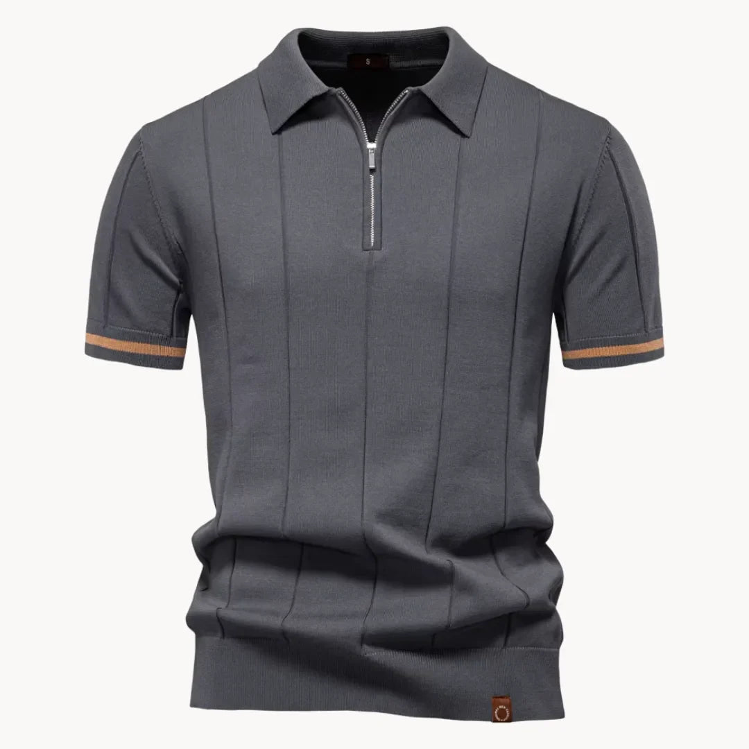 Polo met korte rits en klassieke kraag