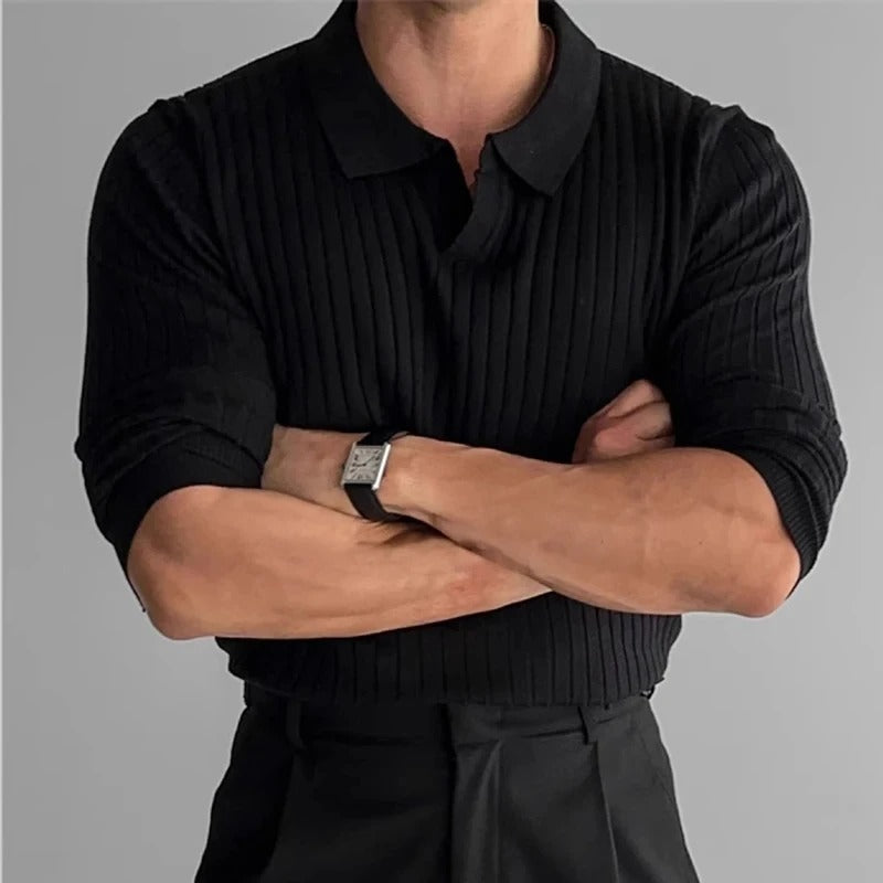 Polo Lange Mouwen V Hals Heren Shirt - Mode Vibes