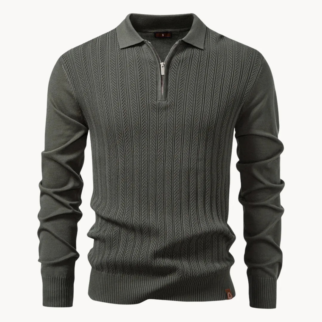 Heren Polo Korte Mouw Rib Gebreid - Mode Vibes