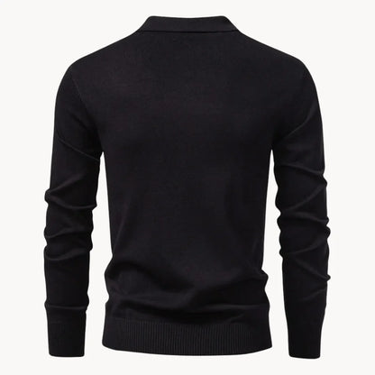 Polo met ribgebreid patroon en korte ritssluiting