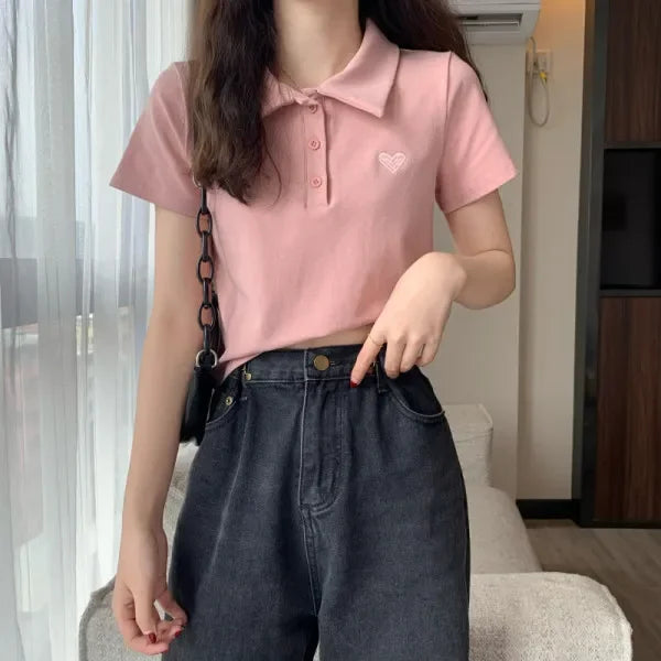 Luna's Luxe Zomerse Geborduurde Polo