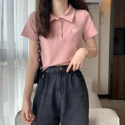 Luna's Luxe Zomerse Geborduurde Polo