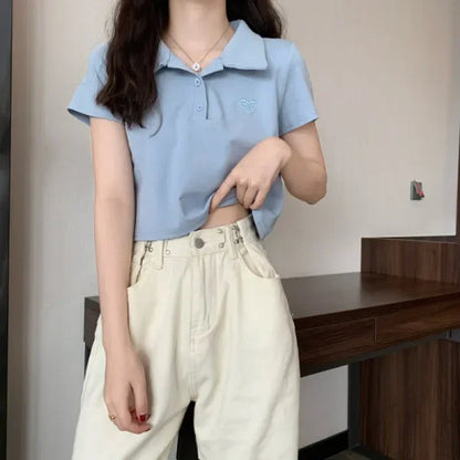 Luna's Luxe Zomerse Geborduurde Polo