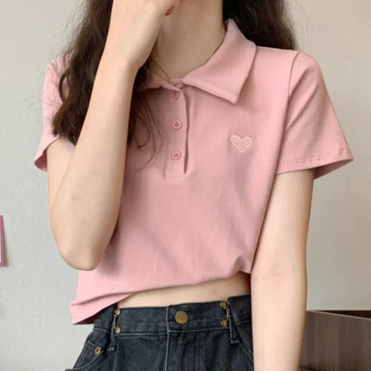 Luna's Luxe Zomerse Geborduurde Polo