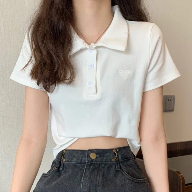 Luna's Luxe Zomerse Geborduurde Polo