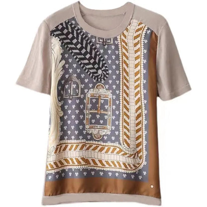 Elegante Satijnen Zomerblouse met Print