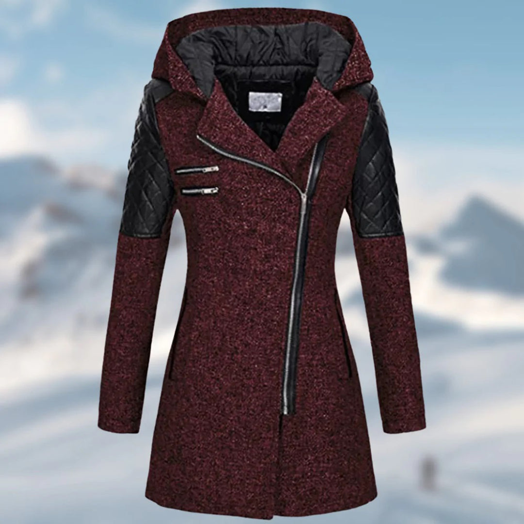 Dames Jas met Asymmetrische Rits en Capuchon