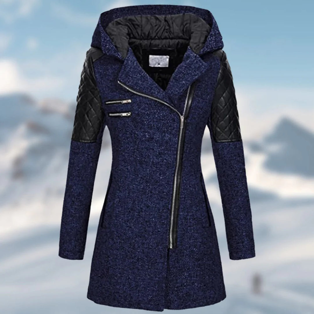Dames Jas met Asymmetrische Rits en Capuchon