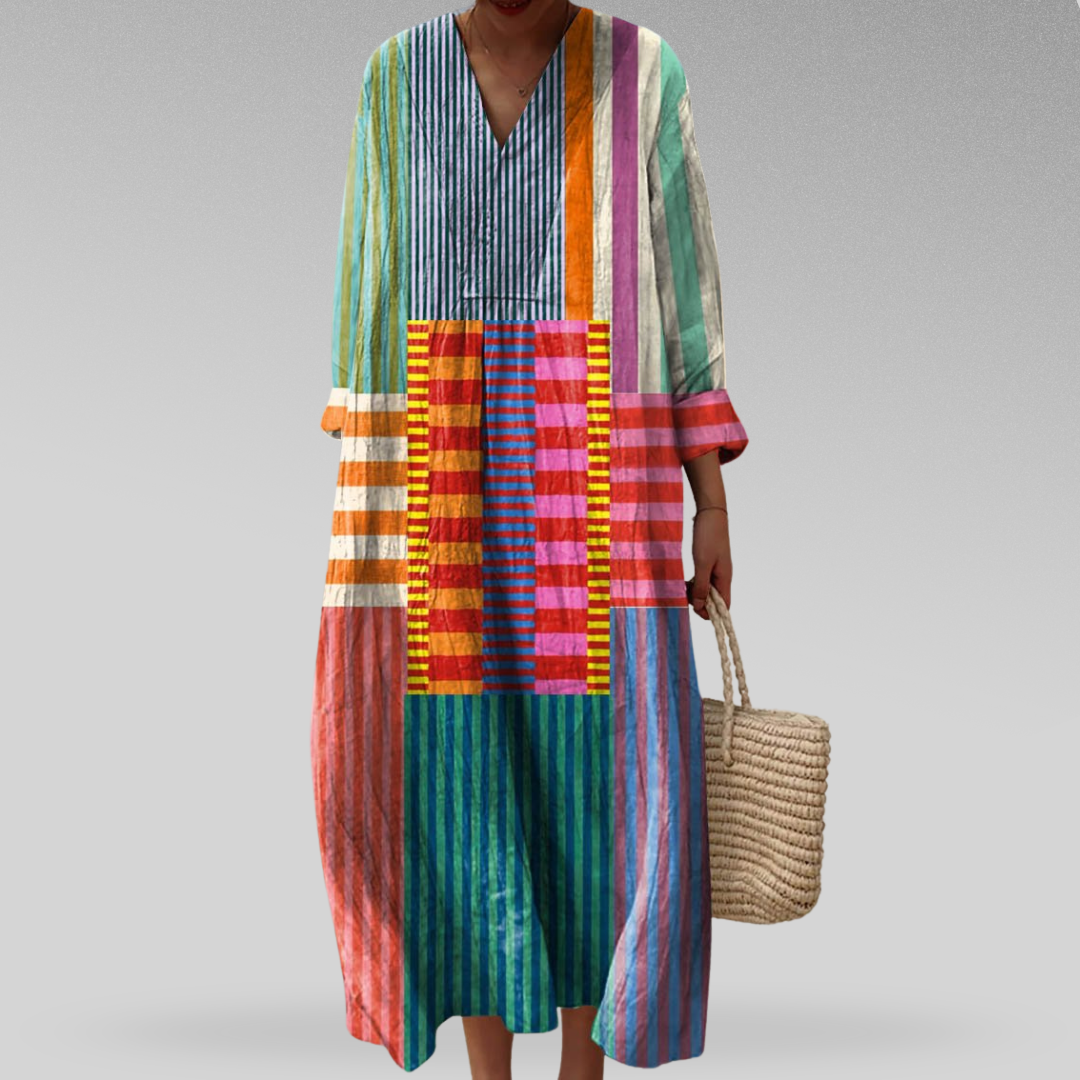 Lia – Geometrische Dames Jurk Met Tijdloze Print