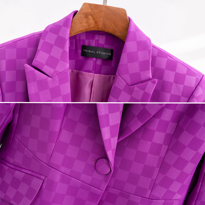 Geruite Blazer Elegante Stijl voor Dames