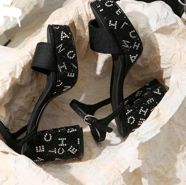 Glimmende Zon Zomerse Hooggehakte Sandalen