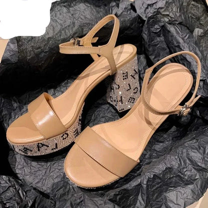 Glimmende Zon Zomerse Hooggehakte Sandalen