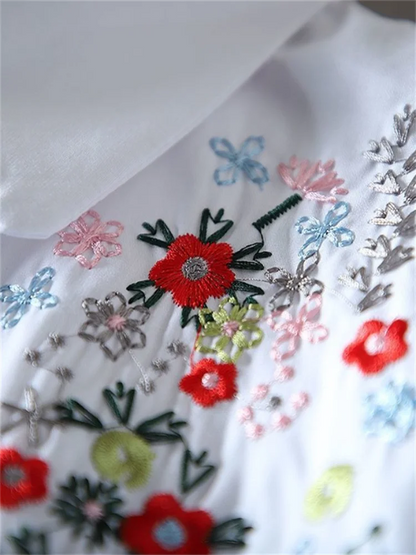 Pure Katoenen Blouse met Geborduurde Bloemen