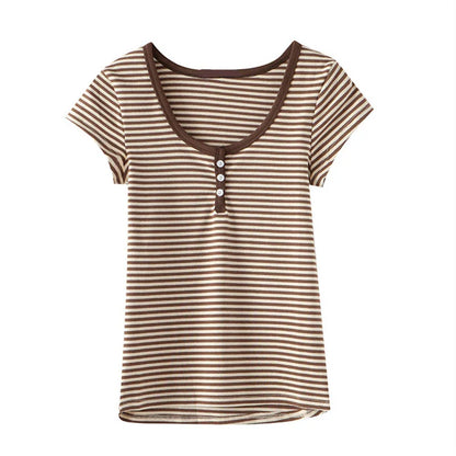 ZomerGlow Gestreept Katoenen T-Shirt voor Meisjes