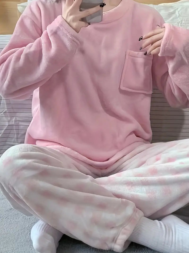 Warme Pyjama Set Zachte Stof voor Vrouw