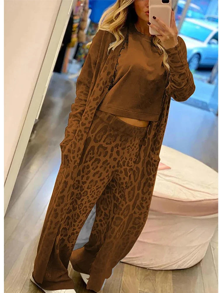 Vest met Lange Mouwen en Elastische Broek Luipaardprint