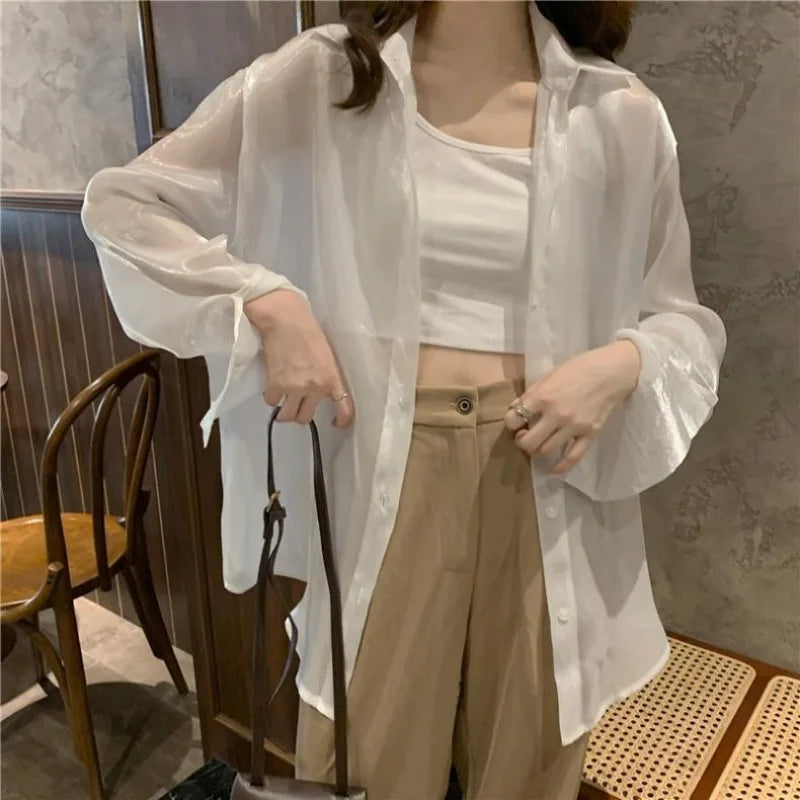 Stijlvolle Glimlach Satijnen Oversized Blouse voor Vrouwen