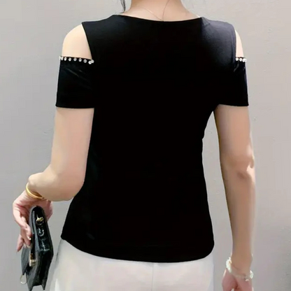 Dames Top Cold Shoulder Kort Mouw Zomerjurk