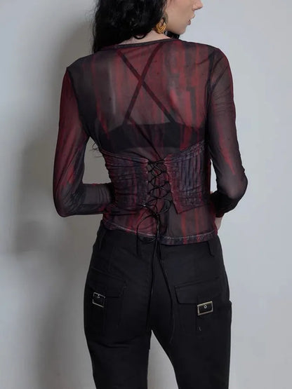 QweekChic Tie Dye Mesh Crop Top