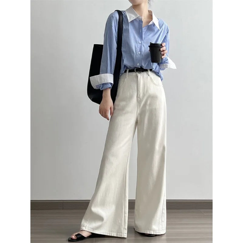 Stijlvolle Oversized Gestreepte Blouse - Koreaanse Mode voor Dames