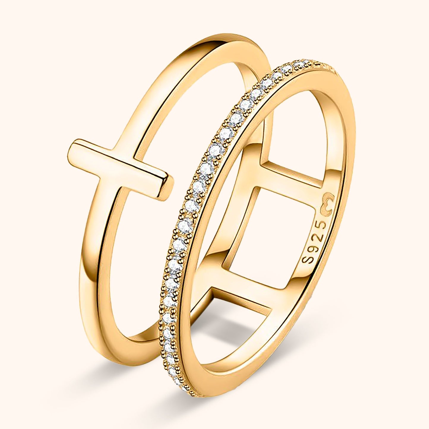 Dubbele Kruisring Zilver Stijlvol Celeste