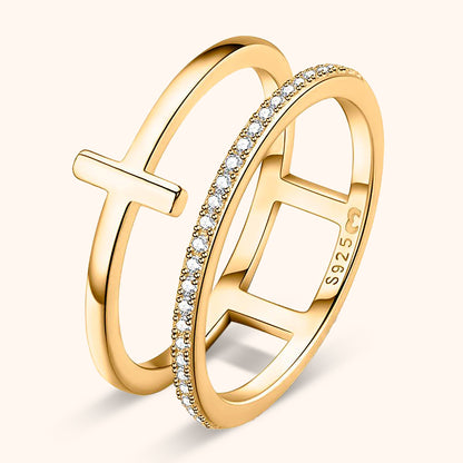 Dubbele Kruisring Zilver Stijlvol Celeste