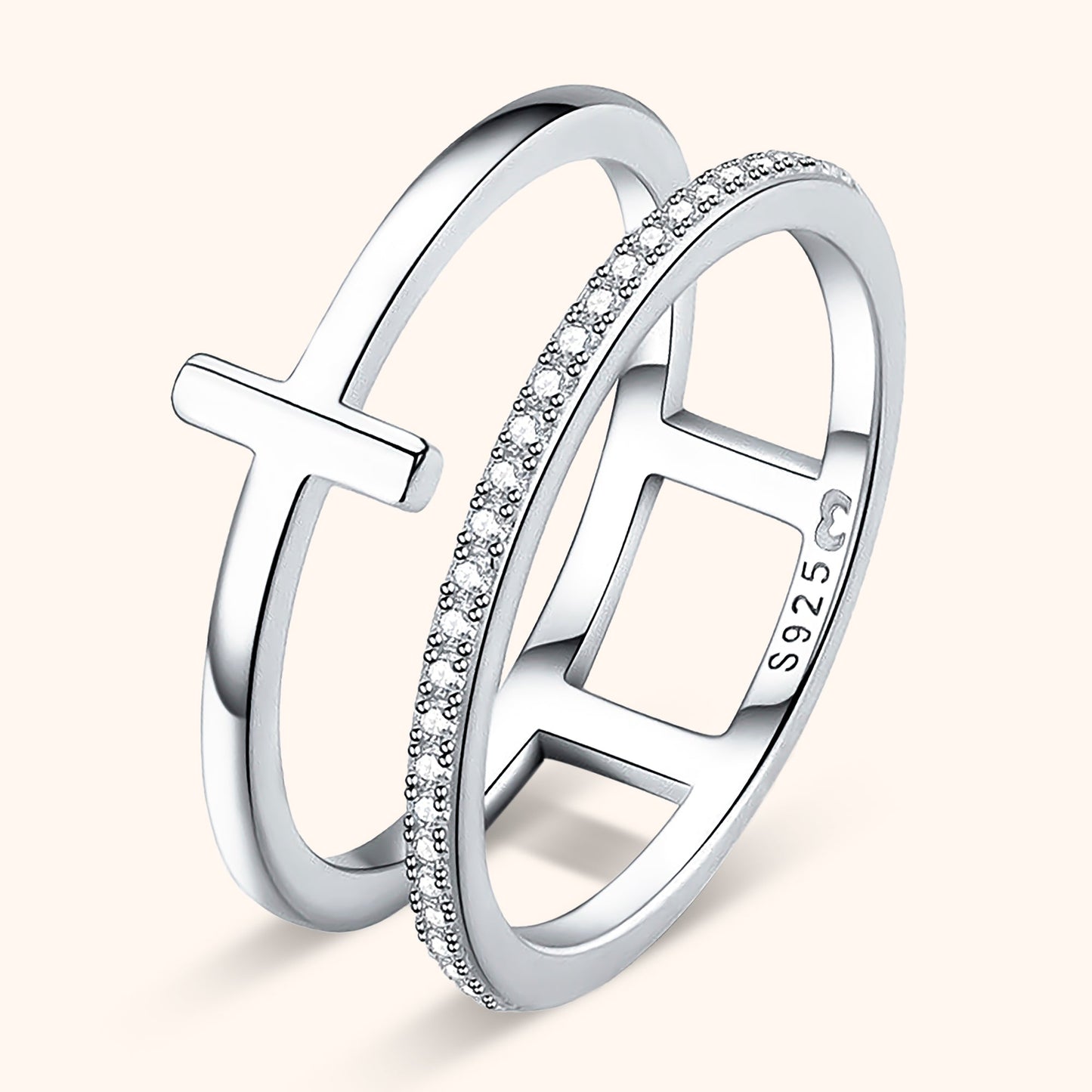 Dubbele Kruisring Zilver Stijlvol Celeste - Mode Vibes