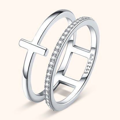 Dubbele Kruisring Zilver Stijlvol Celeste - Mode Vibes