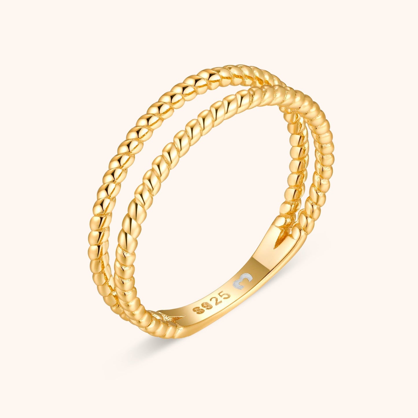 Gevlochten Dubbelring Sieraad Lina Zilver Kleur - Mode Vibes