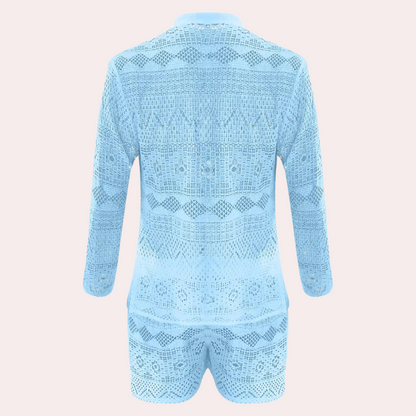 Luchtige Zomerset voor Heren Katoen en Kanten Details