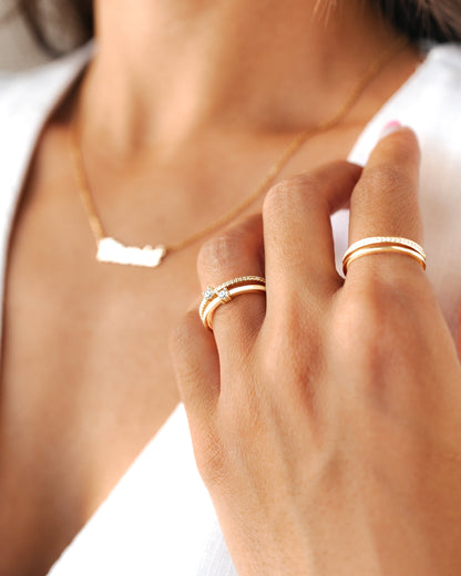 Zirkonia Ring Dubbel Sienna Goud Kleur