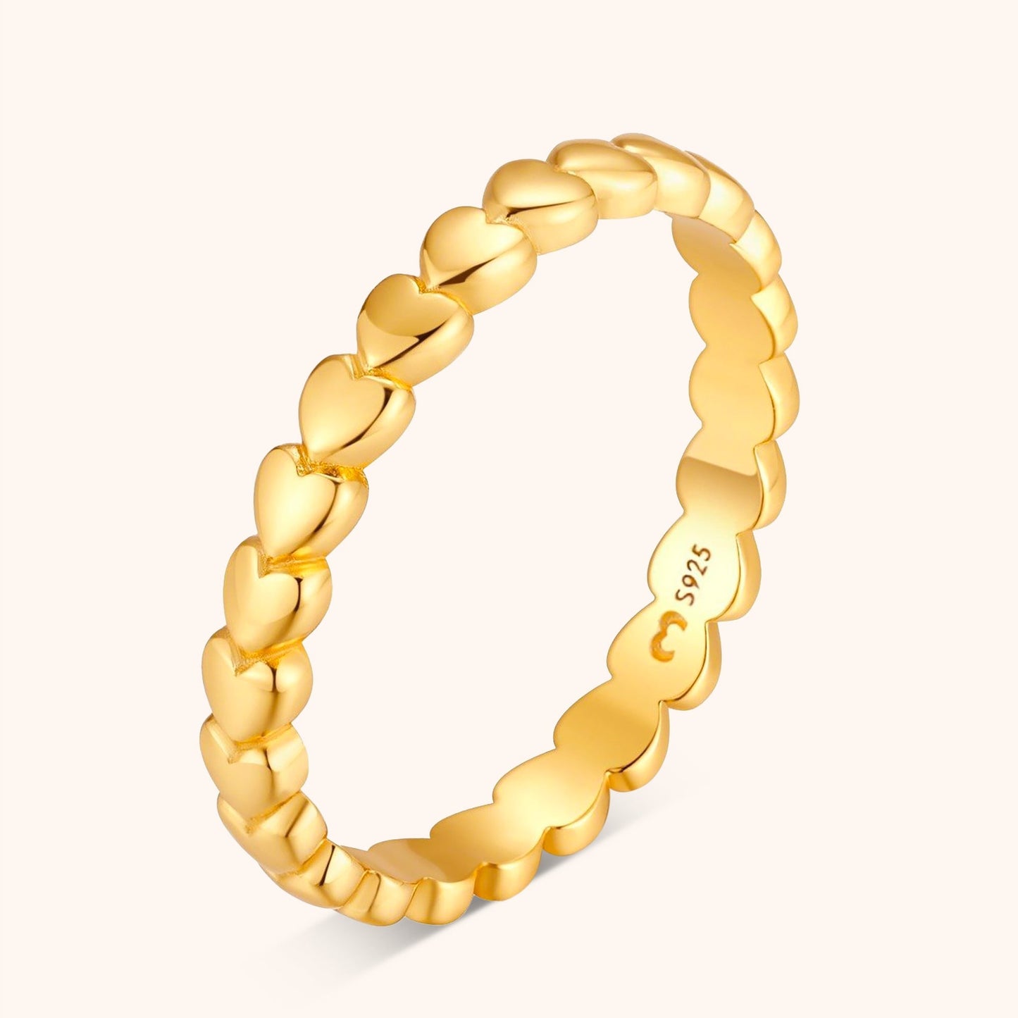 Hartjes Ring Zilverkleurig Elegant Design